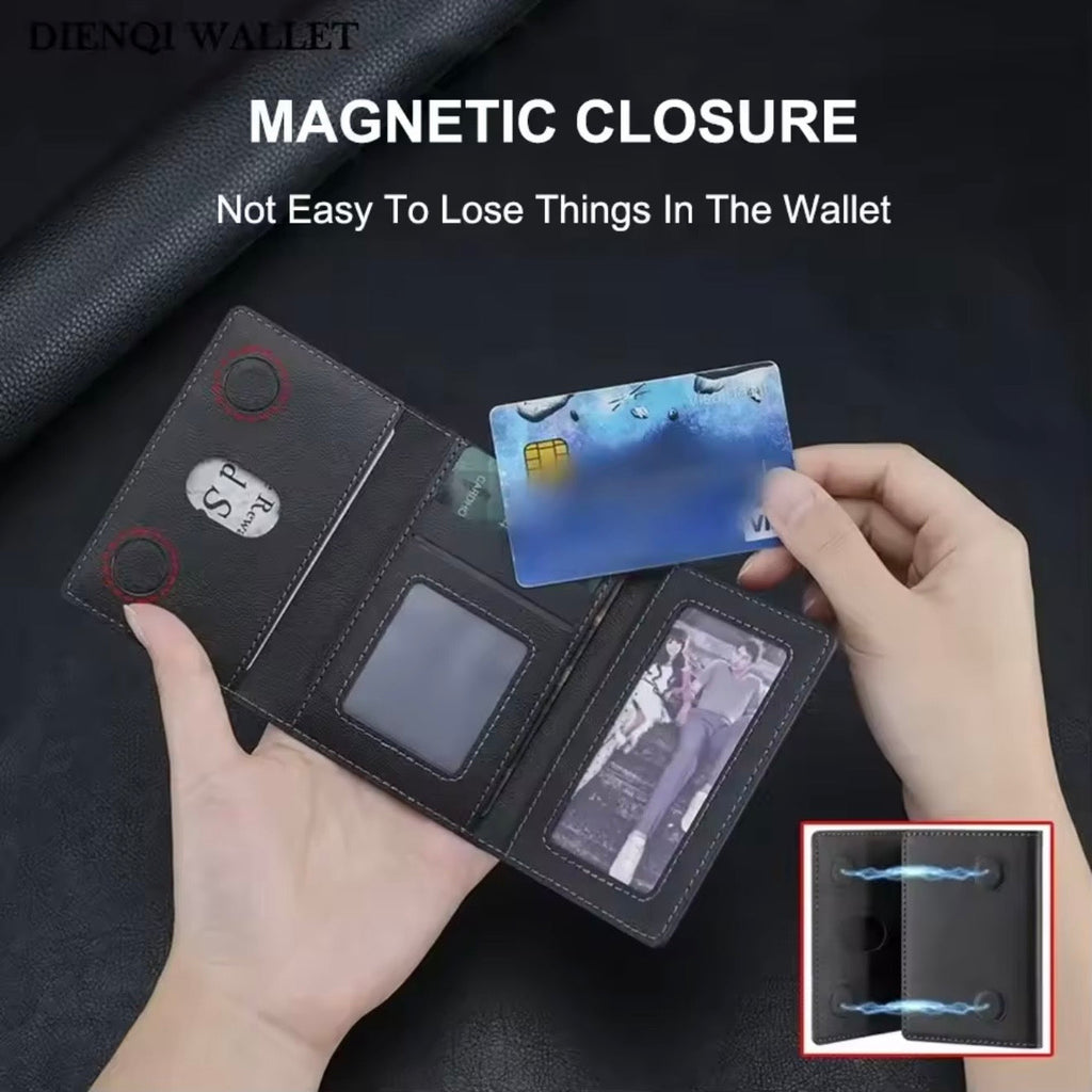 Tri-Fold Slim MagSafe Leather Wallet With Stand