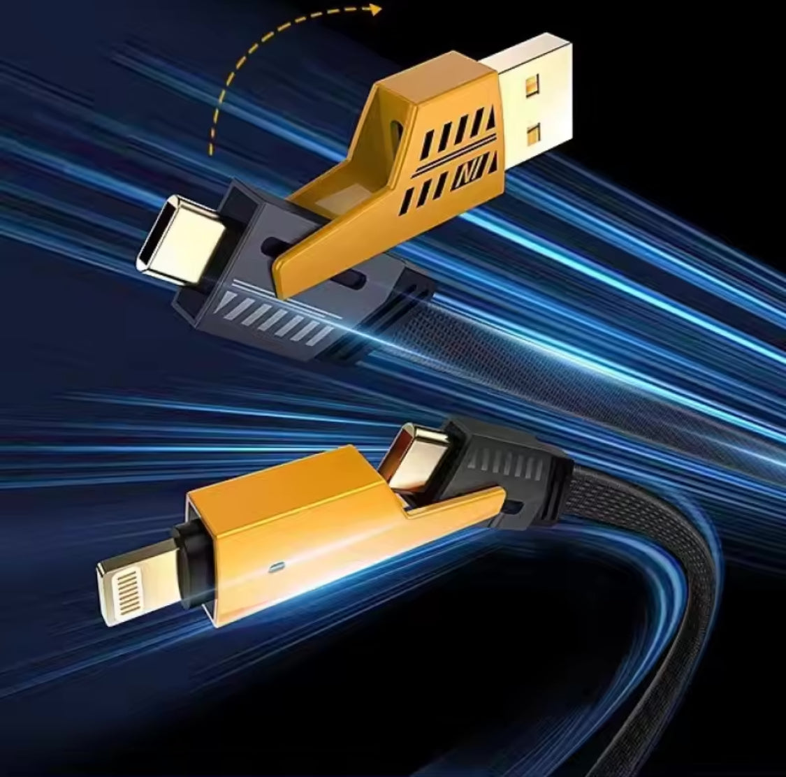 4 In 1 Convertible USB Fast Charging Cable, USB C Charger Cable, Multiple Charging Cables