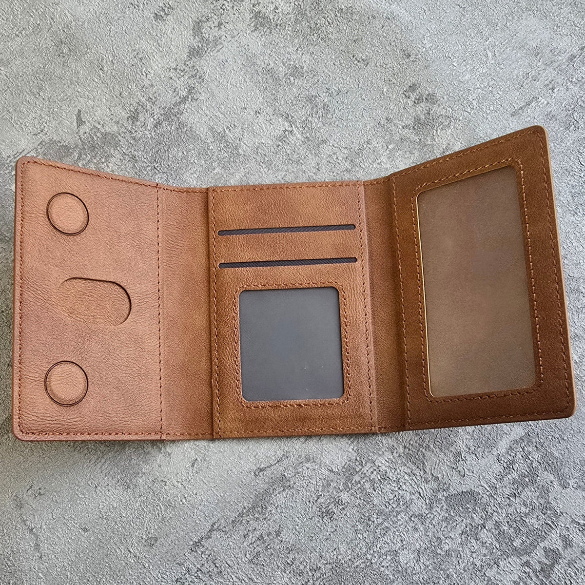 Tri-Fold Slim MagSafe Leather Wallet With Stand
