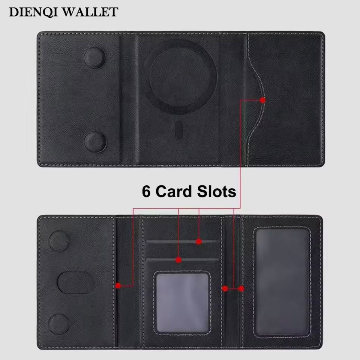Tri-Fold Slim MagSafe Leather Wallet With Stand