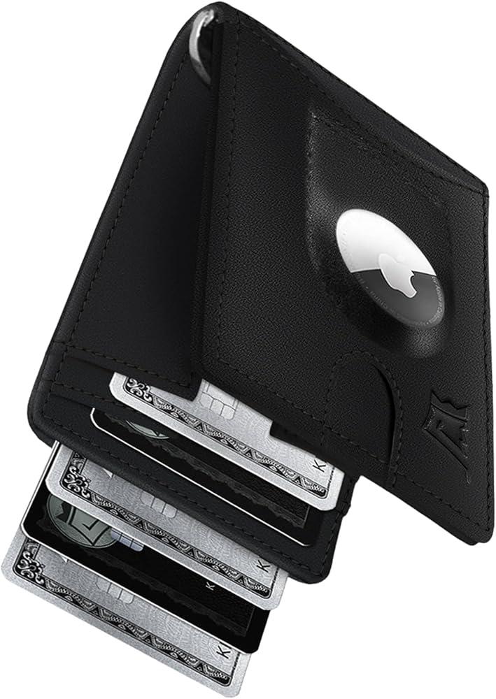 Smart AirTag Leather Wallet for Men – Slim RFID Blocking Card Holder with Tracker Slot