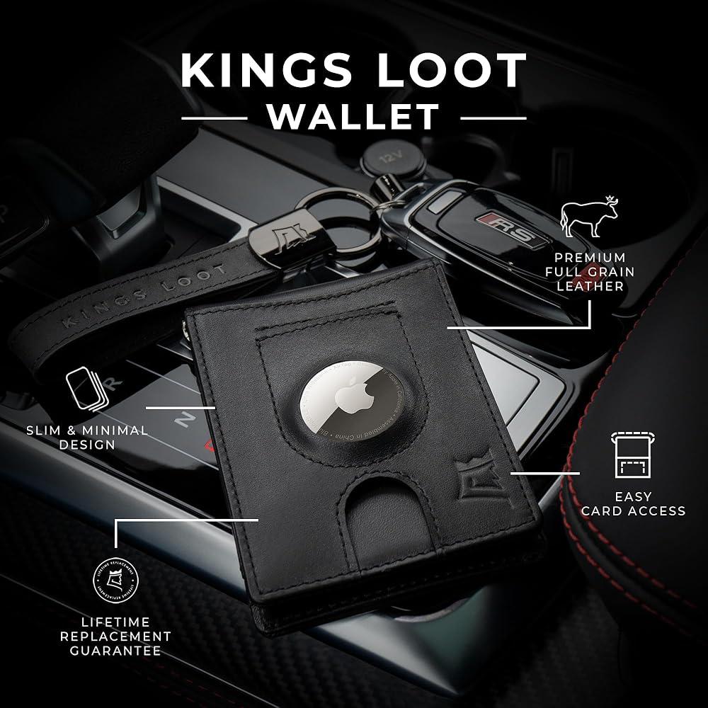 Smart AirTag Leather Wallet for Men – Slim RFID Blocking Card Holder with Tracker Slot